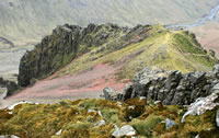 Richard comments: A slightly scary view obtained by standing by Westmorland Cairn and peering over the edge of the crags.